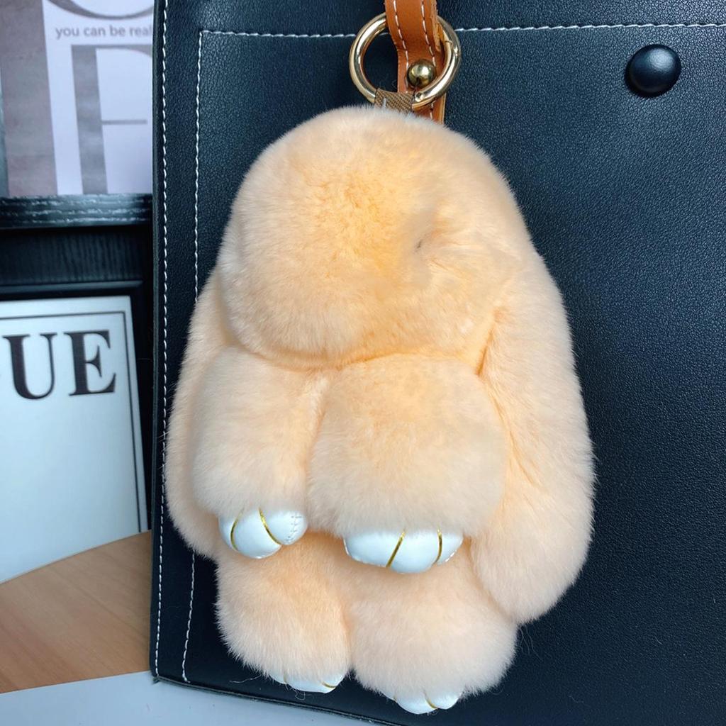 Mini Rex Rabbit Fur Pom Pom Keychain Bag Charm Keyring