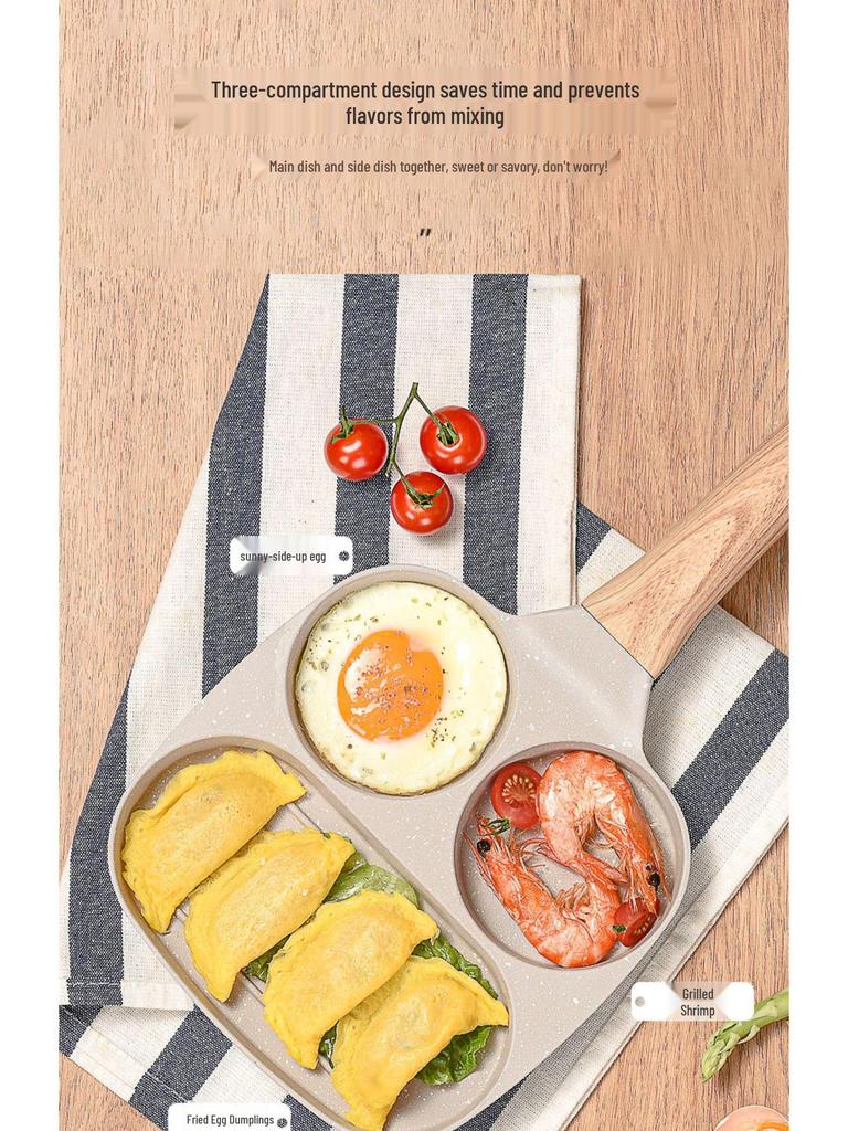 Three-in-One Non-stick Maifan Stone Breakfast Pan for Eggs & Burgers