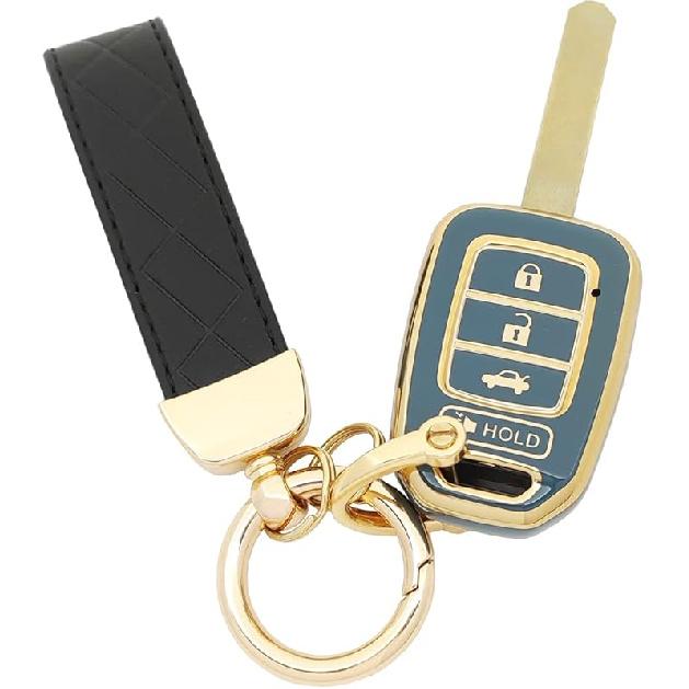 TPU Protective Key Fob Cover Case Compatible with Honda 2013-2016 Honda Accord 2014-2015 CRV 2014-2015 Civic Key Fob (Black)