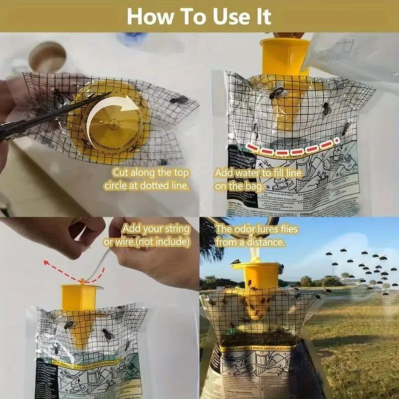 1 Pcs / 5Pcs Outdoor Hanging Fly Trap Bag With Bait Disposable Non-Toxic Insect Catcher For Garden Farm Use