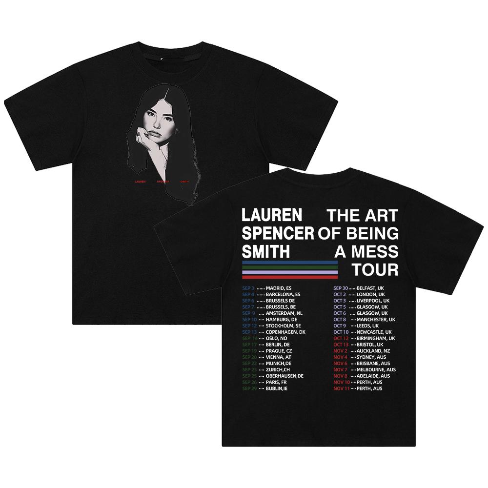GF Lauren Spencer Smith The Art Of Being A Mess Tour TShirt Crewneck Short Sleeve Cotton Tee for Men Women Streetwear Tops