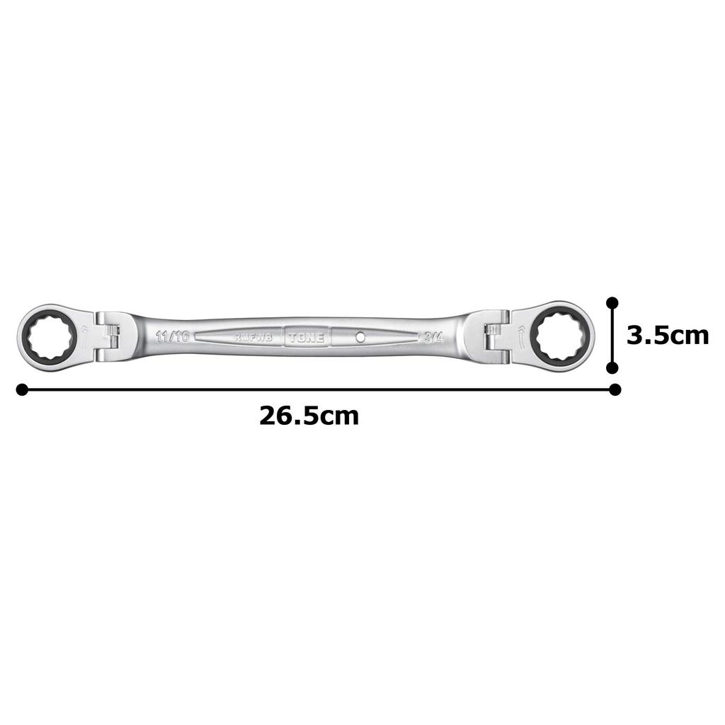 TONE Ratchet Combination X Inch RMFWB-2224 Double-ended Wrench, 11/16 3/4 (inch)