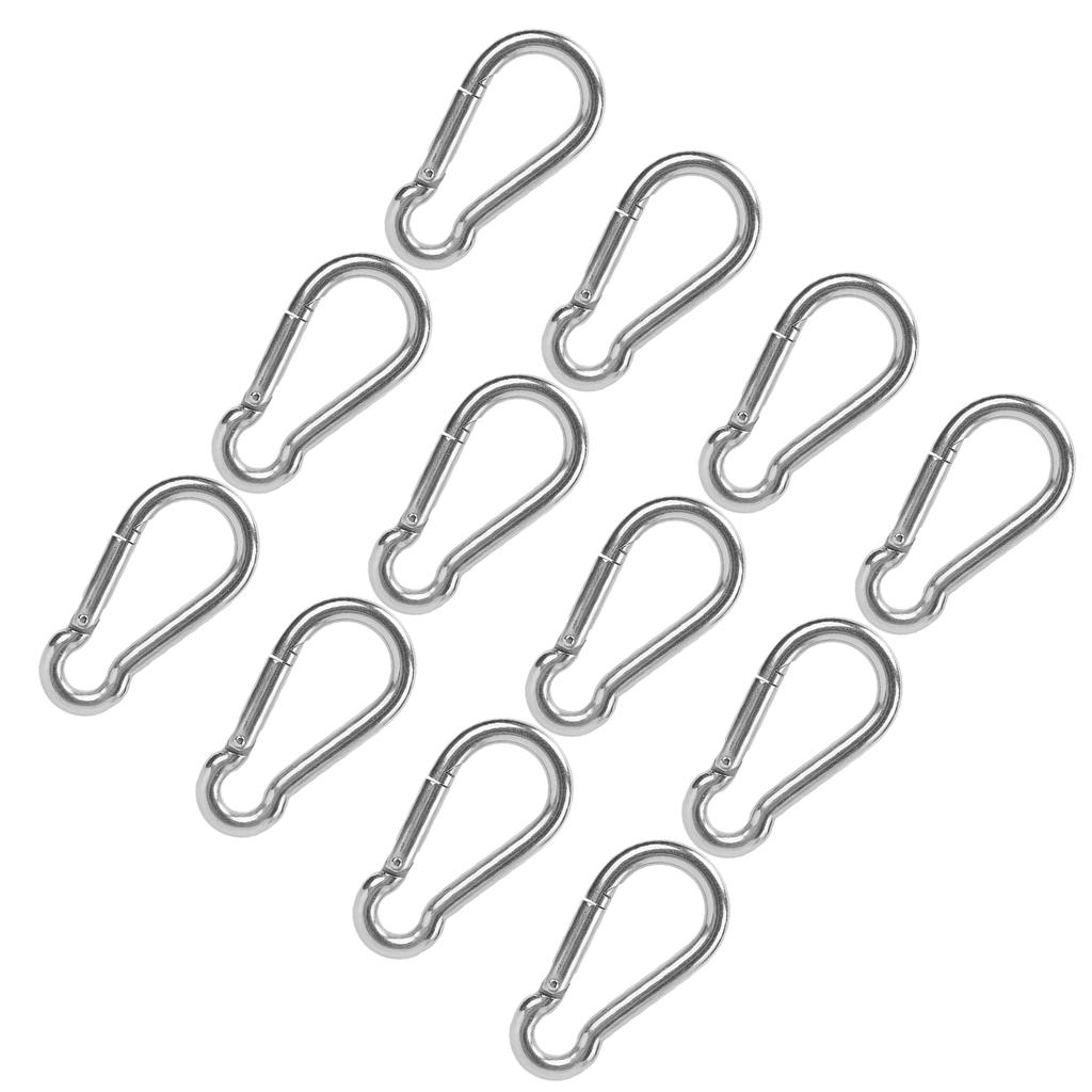 12er Set Edelstahl Federkarabiner Rostfester Schlüsselanhänger Schnellverbindung Schloss Schnalle 8x80mm