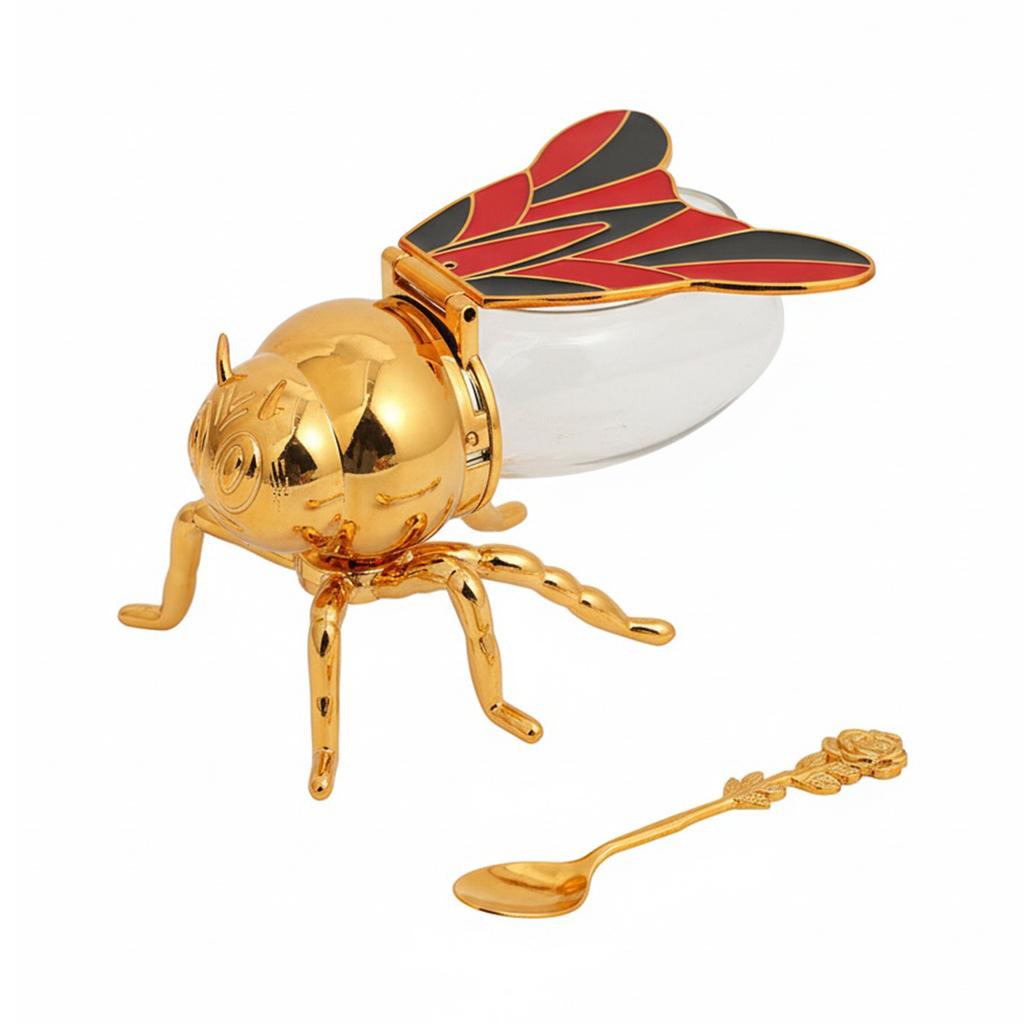 Bee Honey Pot with Spoon Decorative Bee Shaped Honey Holder for Syrups Condiments Kitchen Decor Unique Gift