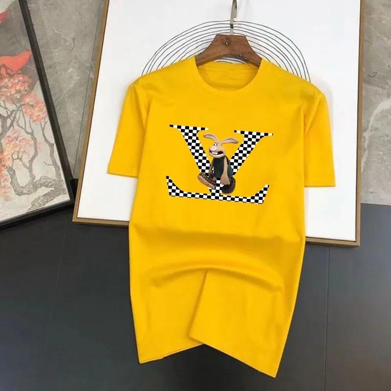 2024 Luxury Bunny Letter Brand High-Quality Printed Men's Oversize Sleeve T-shirt 100% Cotton Summer Top Tees Free Shipping
