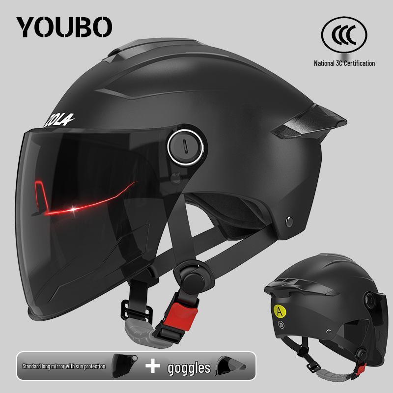 Dual Lens Electric Motorcycle Helmet for Men & Women - 3C Certified, Sun Protection, Half Helmet for Electric Scooters
