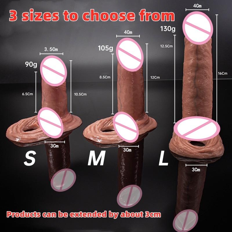 Wear Liquid Silicone Exotic Condom Simulation Penis Hollow No. plus-Sized Green Tendon Vein Turtle Head Painted Red Penis Ring