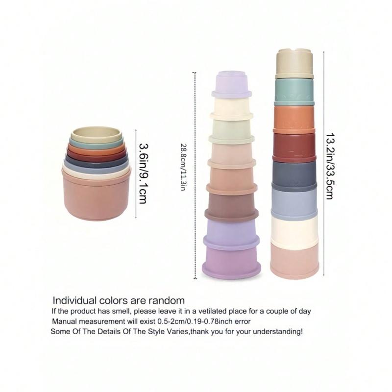 8pcs Set Rabbit&Hamster Snack Cups Stacking Cups Toy Mixed Color Plastic Nested Cups for Recognition Bath Play