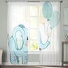 Cute Elephant Holding Balloons Sheer Curtains For Living Room Kids Bedroom Tulle Curtains Kitchen Window Treatment Drapes