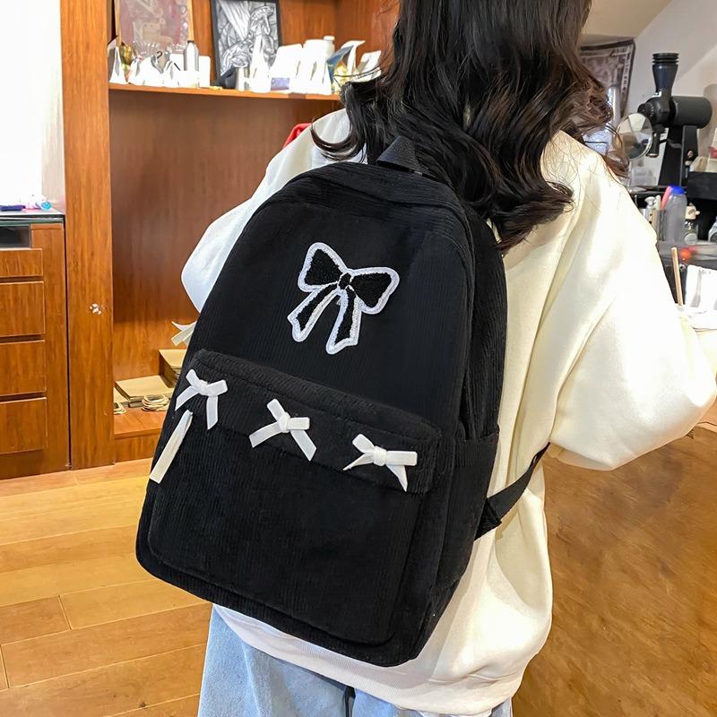 Niche bow schoolbag junior high school girls large capacity backpack middle school high school students college students backpack