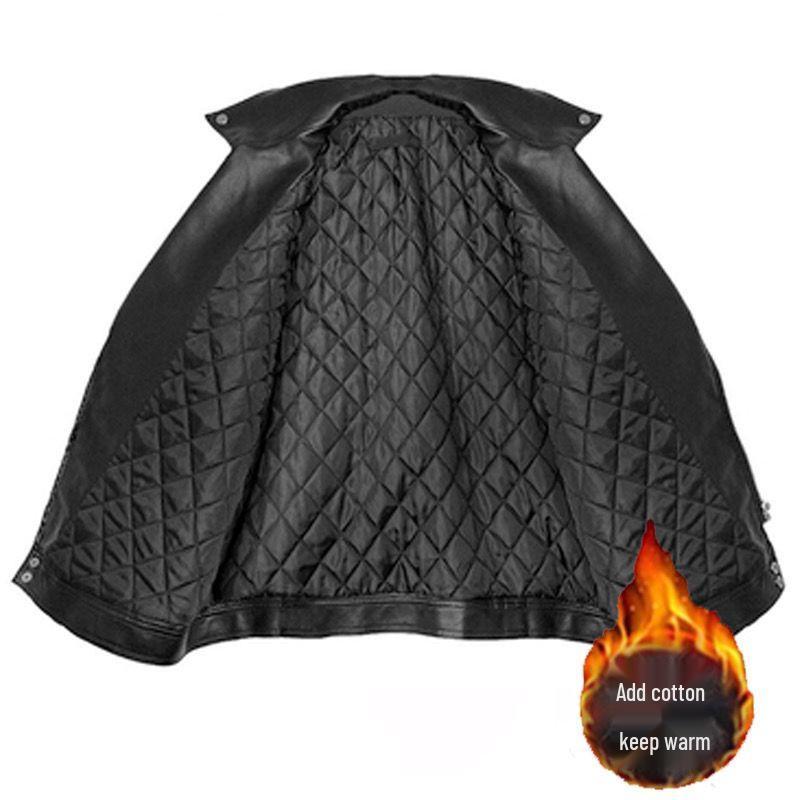 Women's Black Leather Jacket - 2024 Spring/Autumn Motorcycle Style, Petite & Plus Sizes, Korean Casual Fit