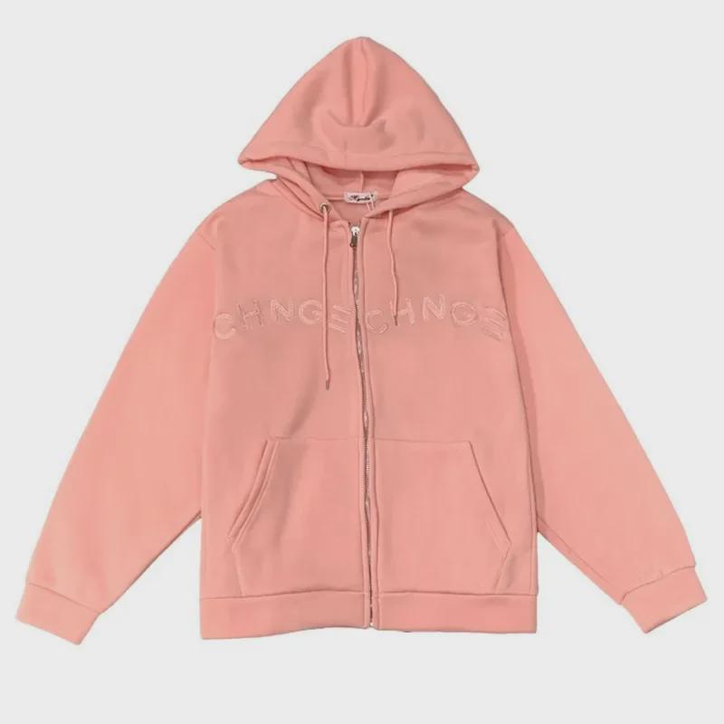 Women's Plus Size Velvet-Lined Embroidered Hooded Sweatshirt - Cozy Autumn/Winter Loose Fit Zipper Cardigan