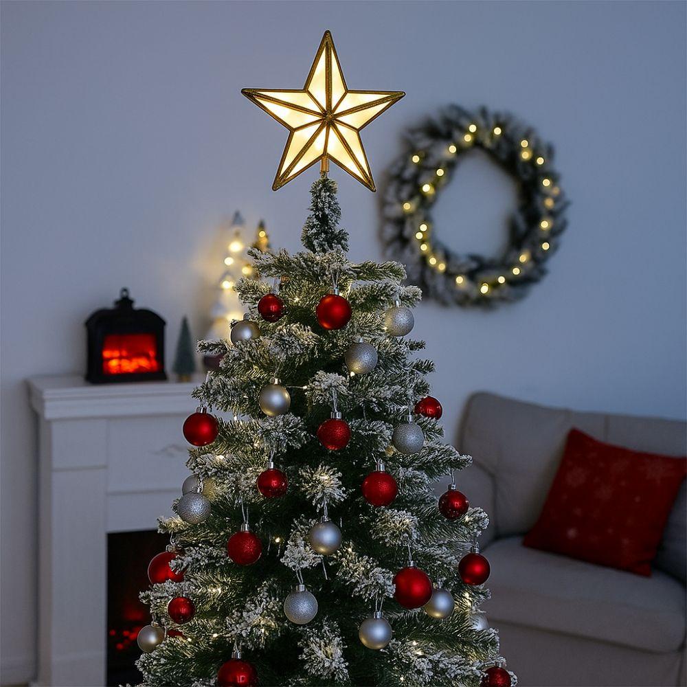 Plastic Christmas Tree Top Star Glowing Lovely Christmas Decorative Star Light Lightweight Christmas Tree Ornament New Year