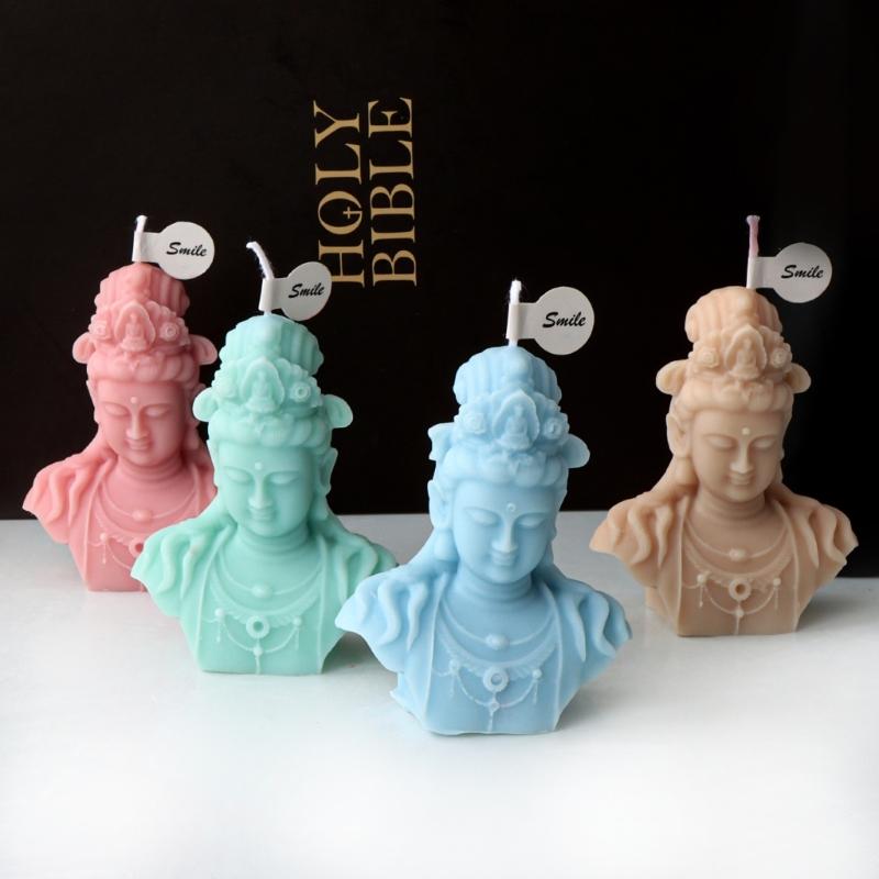 3D Buddhas Silicone Candle Mould for Handmade Soap Gypsum Resin Aromatherapy Candle Mold Desktop Decors for Any Occasion