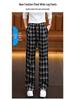 Women's High-Waisted Plaid Wide-Leg Pants - Spring Slimming Casual Drape Style
