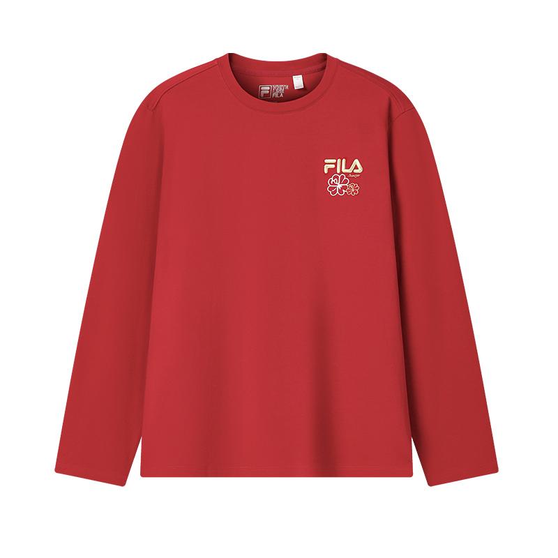 FILA ORIGINALE T Shirts Unisex Algal Bloom Vermilion Crew Neck Moderate F51U619202F-RD 180/100A/XL