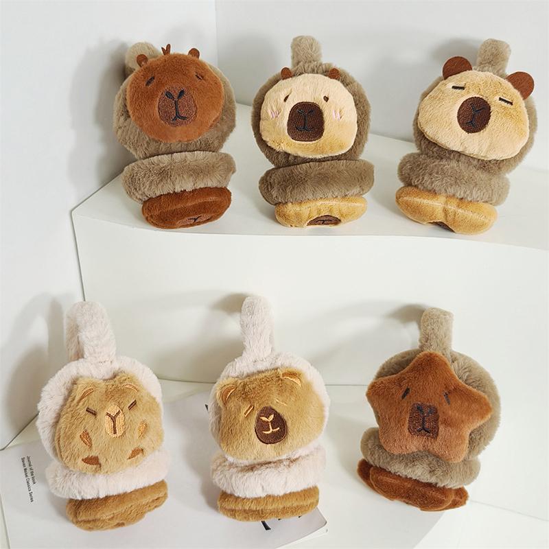 Cute Plush Capybara Earmuffs Warmer Ear Cover For Women Men Winter Warm Earflaps Outdoor Cold Protection Cycling Ear-Muffs