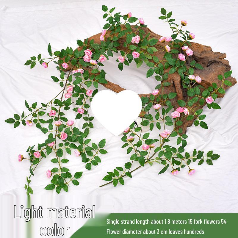 Artificial Rose Vine Ceiling Decor with Rattan for Living Room and AC Pipe Cover