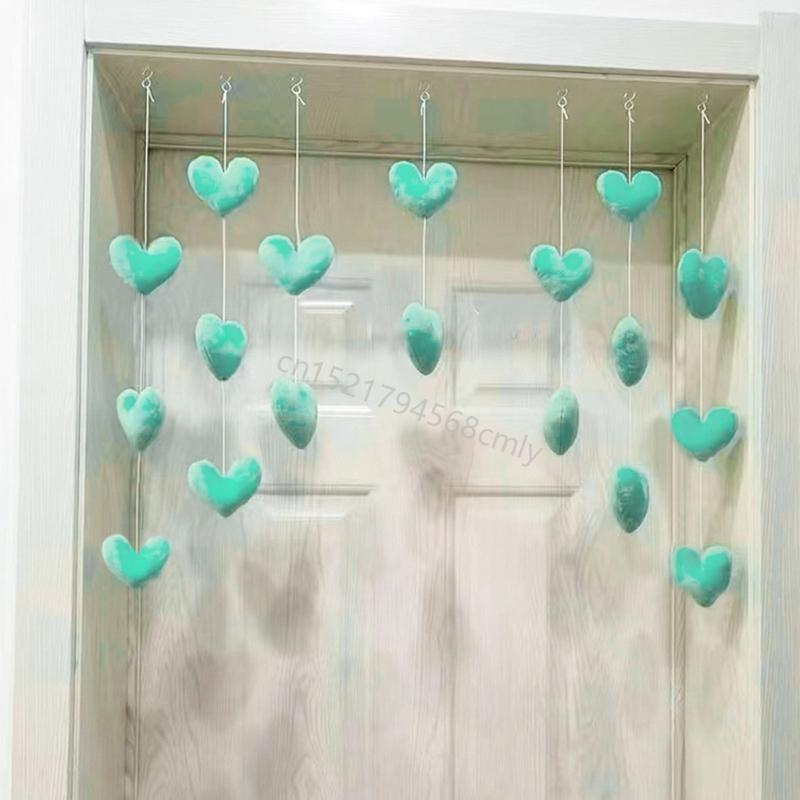Heart Shaped Curtain Door Decoration Korean Lovely String Pendant Partition Door Decor with Hooks for Girls Room 6XDE