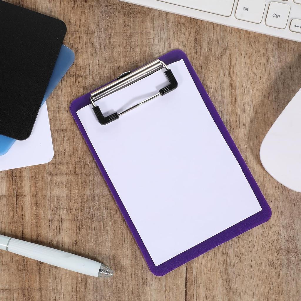 4x6 Inch Small Clipboards 4 Pack Mini Clipboard with Retaining Clips Plastic Pocket Clipboard Memo Size for Office Classroom Supplies, Black White