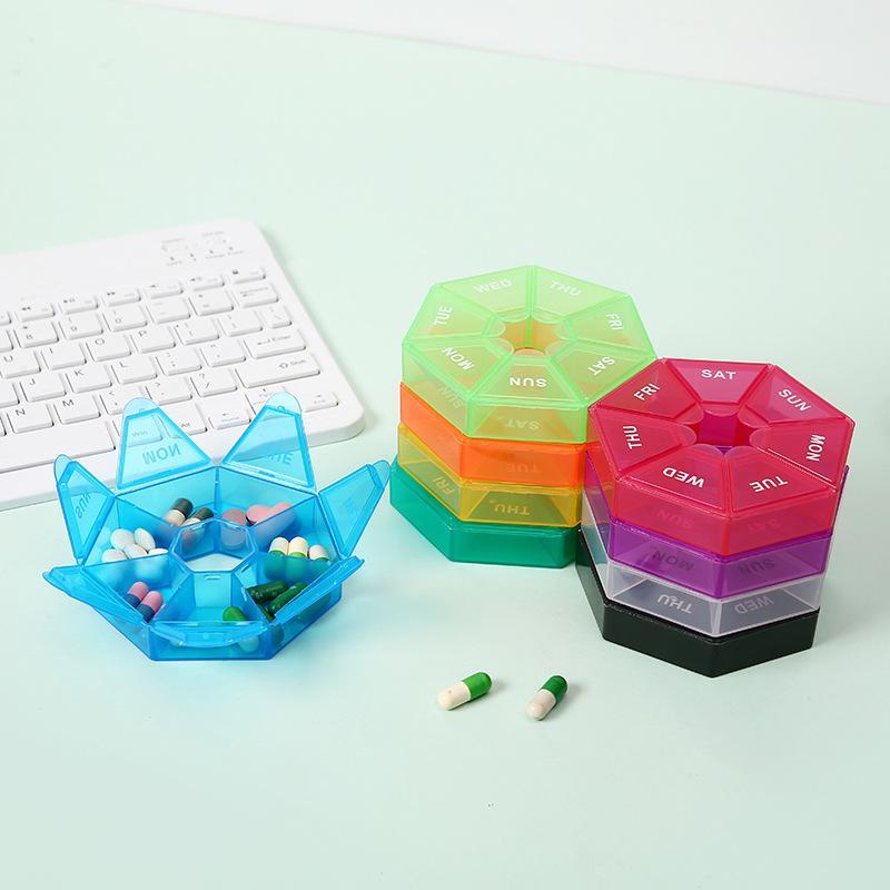 7 Days Pill Storage Box Mini Travel Portable Medicine Dispenser Multifunction Plastic Seven Compartment Sealer Box