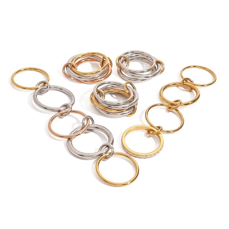 Stainless Steel Layered Simple Ring - Elegant and Unique Finger Ring, Titanium Steel Hand Accessory