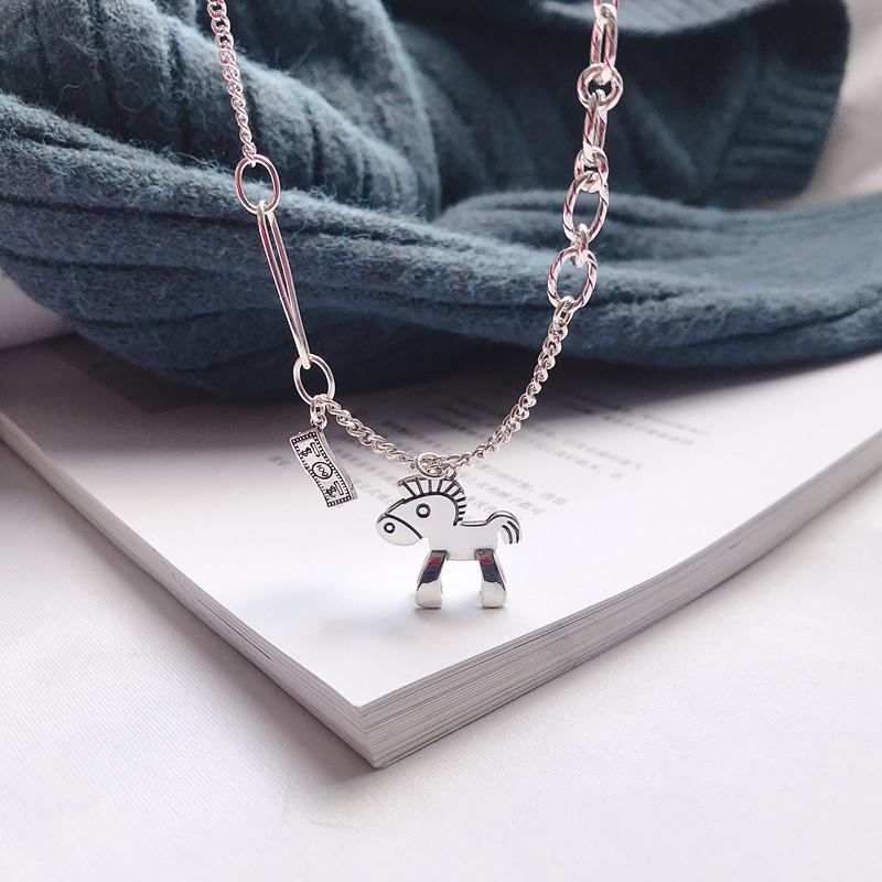 New Creative Retro Money Jewelry Personality Animal Pony Clavicle Chain Horse Pendant Necklaces Birthday Gift for Horse Lover