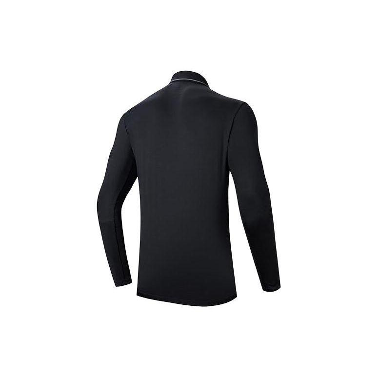 Anta Training Series Solid Color Antibacterial Sports Casual Long Sleeve Polo Shirt Men tops Black 152417401-3