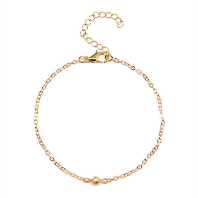 Japan and South Korea new niche design light luxury women versatile direct supply, simple copper chain matte bead anklet