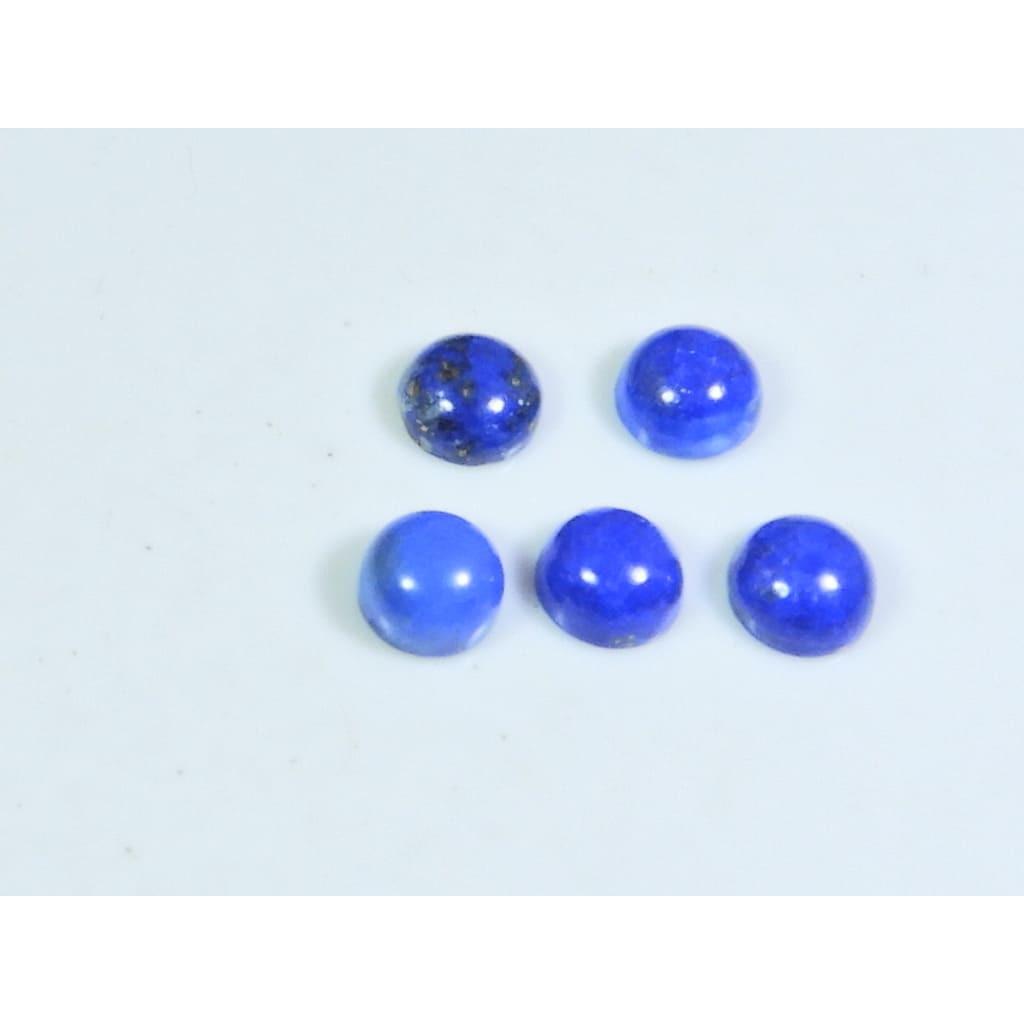 

6MM Natural Lapis Lazuli Round Cabochon Loose Gemstone 5Pcs Lot 9Cts. A-499