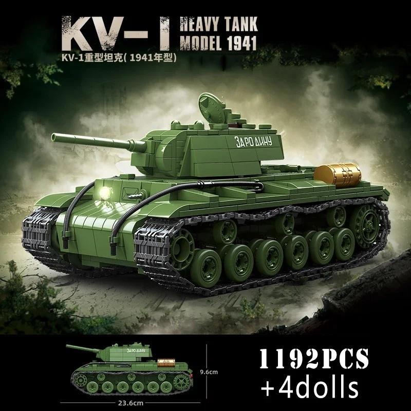KV-1 Heavy Tank 1941 MOC Parts Building Block Toys Large Tank Model Block Assembling MOC Brick Model Kit Birthday Gift