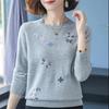 Top da donna ampio oversize a maniche corte e maniche lunghe con scollo rotondo in maglia per primavera e autunno