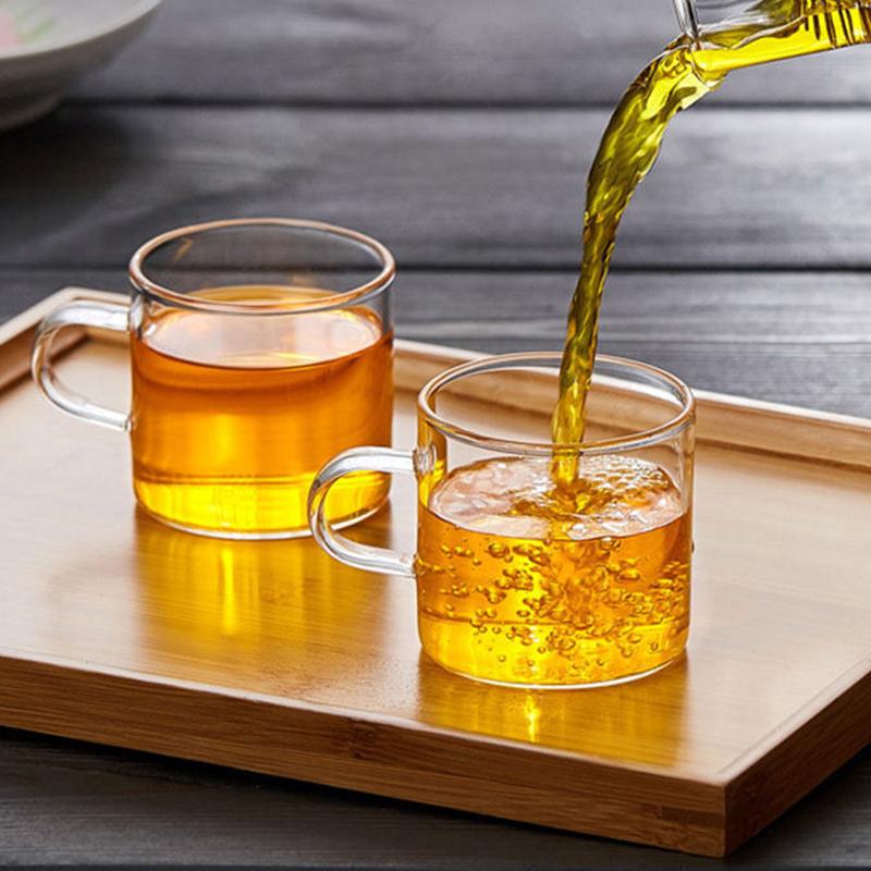100ml 12er Set Chinesischer Stil Wasserbecher mit Henkel Teeverkostungsbecher Transparent Kung Fu Teebecher Geeignet für Familienfeiern