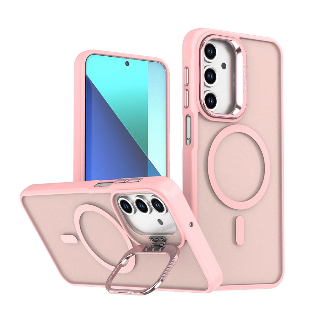 KEYSION Lens Stand Magnetic Phone Case for MagSafe for Samsung Galaxy A55 5G A35 A25 A15 A05S Matte Translucent Shockproof Cover