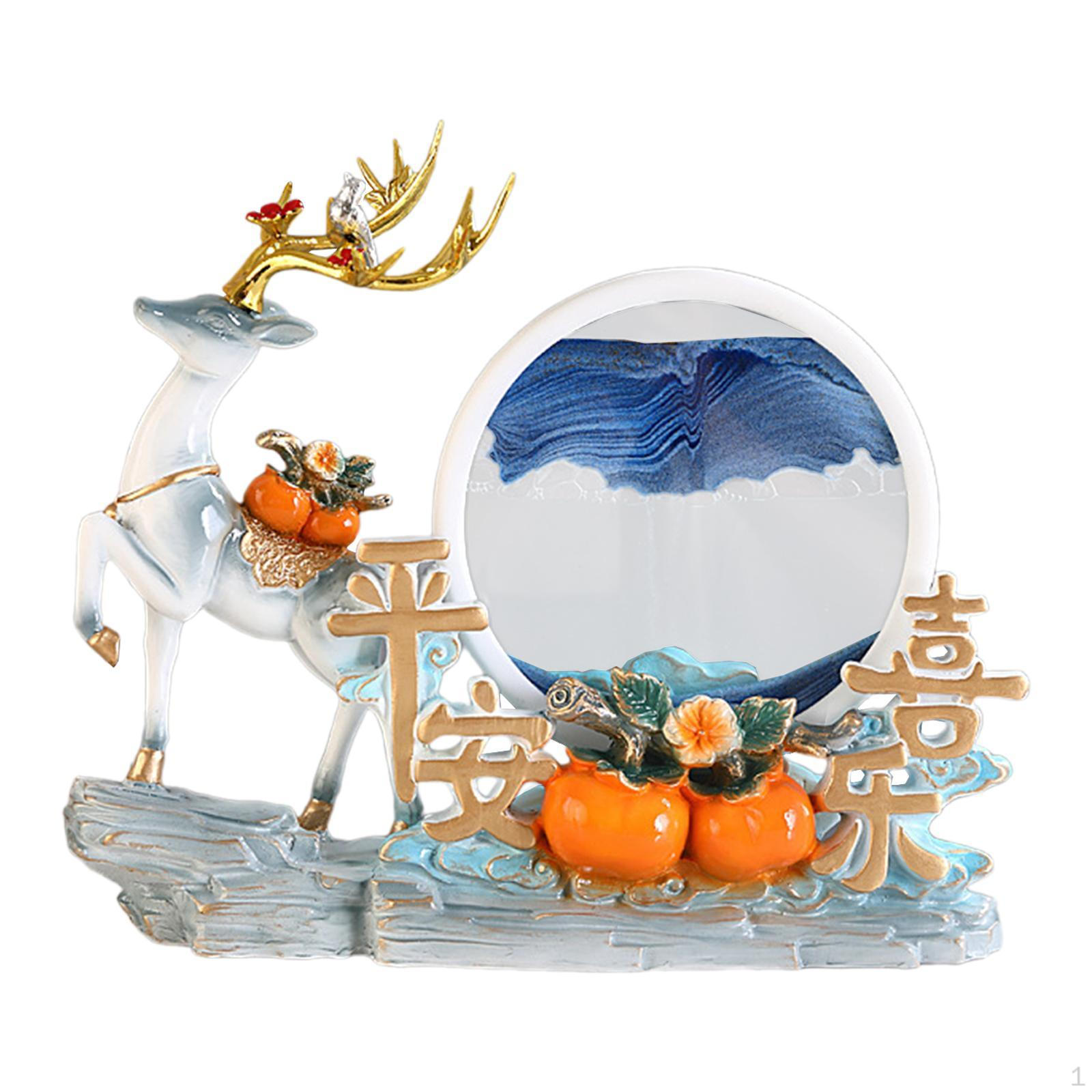 

3D-изображение из движущегося песка, скульптура оленя, счастливая фигурка, украшение для рабочего стола, статуя животного Style A