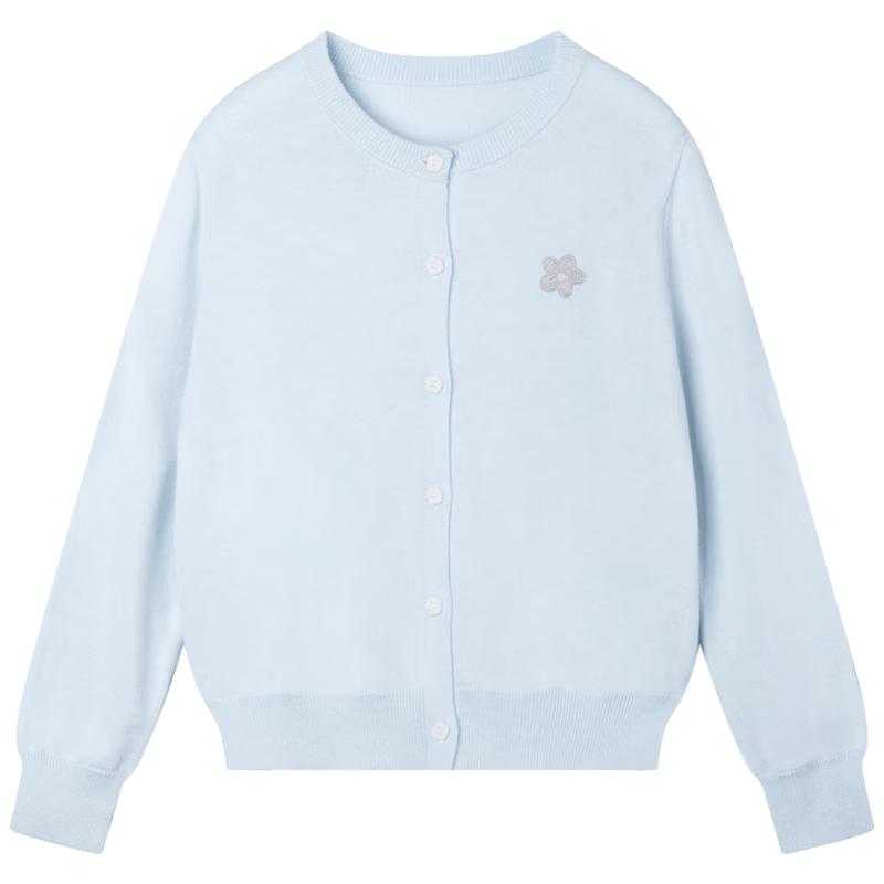 Mucmukn Gentle Garden Girls Baby Blue Floral Knit Cardigan 120