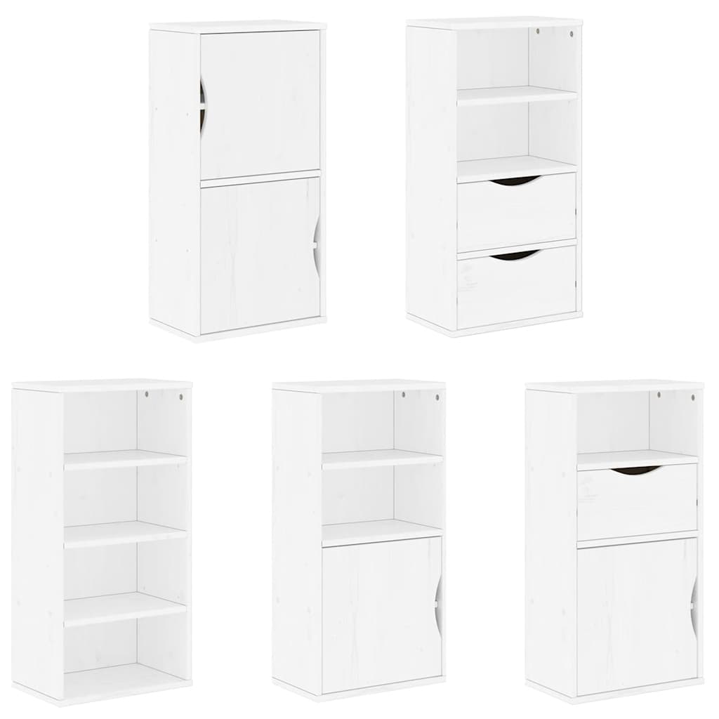 Side Cabinets 5 Pcs ODDA White 40x24x79 Cm Solid Pine Wood