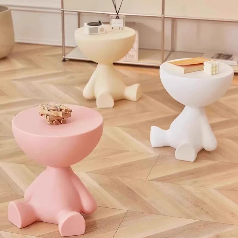 Light Luxury Cartoon Sofa Edge Table Creative Flat Head Coffee Table Small Household Plastic Coffee Table Furniture Side Table