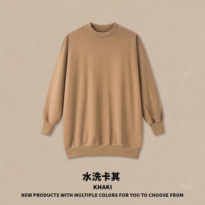 Womens Oversized Longline Cotton Sweatshirt Dress Water-Washed Vintage Style Streetwear Loose Fit