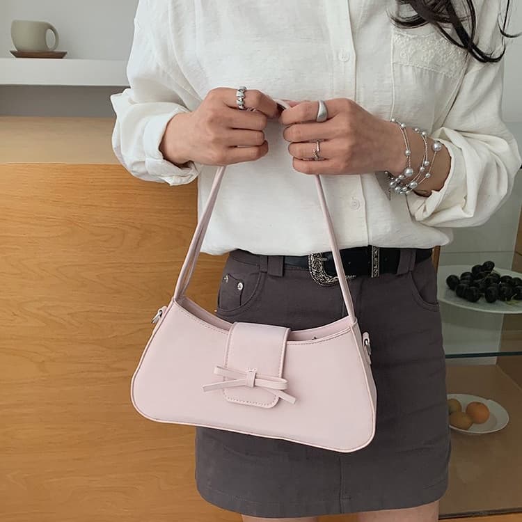 Borsa a tracolla singola da donna con decorazione a fiocco, borsa da ascella
