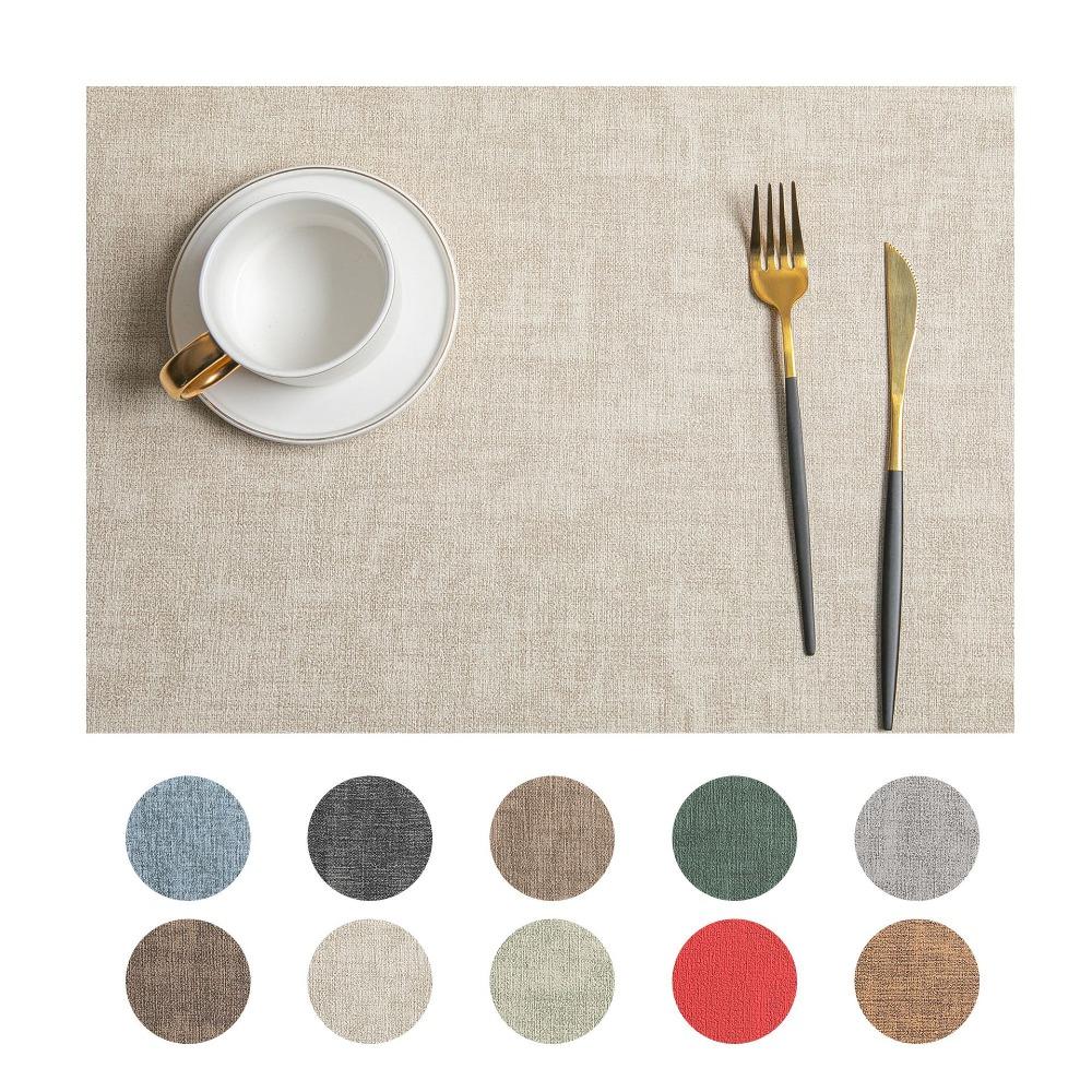 4pcs PU Leather Placemat Rectangular Coasters Durable Tableware Mat  Dinning