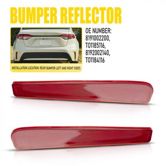 For 20-22 Toyota Corolla Driver and Passenger Side Rear Bumper Reflector Set