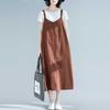 Women's Korean Style Cotton Linen Sling Dress - Spring/Summer 2026, Plus Size, Casual, Mid-Length, Sleeveless