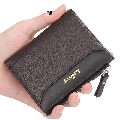 Carteira de cartão de crédito com zíper da moda masculina com bolso frontal curto bifold porta-cartões com janela de identificação, presente de aniversário para namorado marido