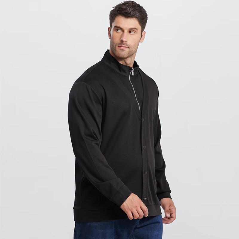 DIBINZE Herren Übergröße Einfarbig Mock-Neck Langarm Layer-Pullover