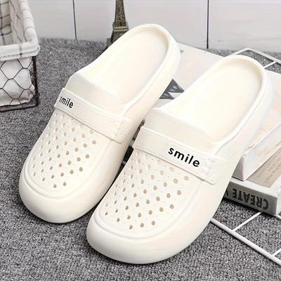 Black EVA Anti-slip Flat Bottom Slippers - Women's Thick Breathable Versatile Outdoor Summer Half Shoes