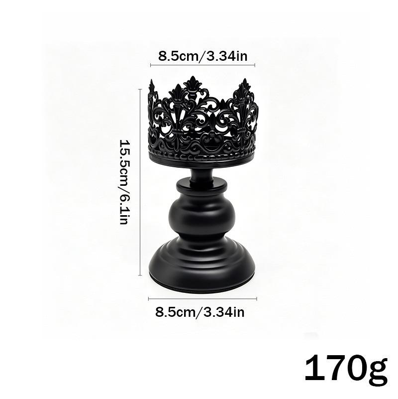 European Retro Hollow Crown Wrought Iron Candlestick Set - Wedding Decoration