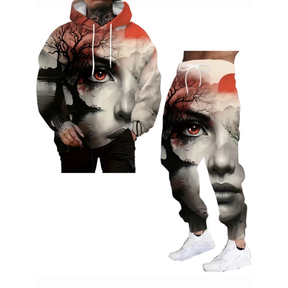 Japanese Anime 3d Print Hoodie 2pcs Set Men Women Sexy Samurai Tracksuit Casual Long Sleeve Clothes Hoodie Jogging Set