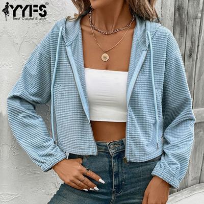 Women's Fashion Casual Solid Color Print Autumn Winter Long Sleeve Hooded Jackets & Coats
