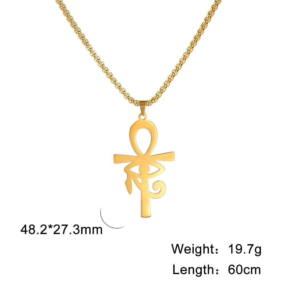 My Shape Egypt Eye of Horus Ankh Cross Necklaces for Men Women Stainless Steel Pendant Necklace Religious Jewelry Gift Vintage